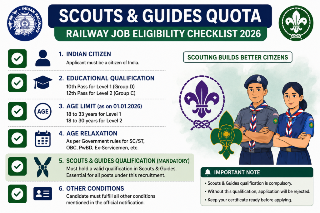 RRC Eastern Railway Scouts Guides Quota 2026