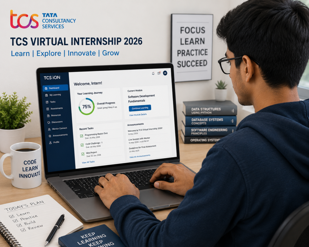 TCS Virtual Internship 2026 student working online